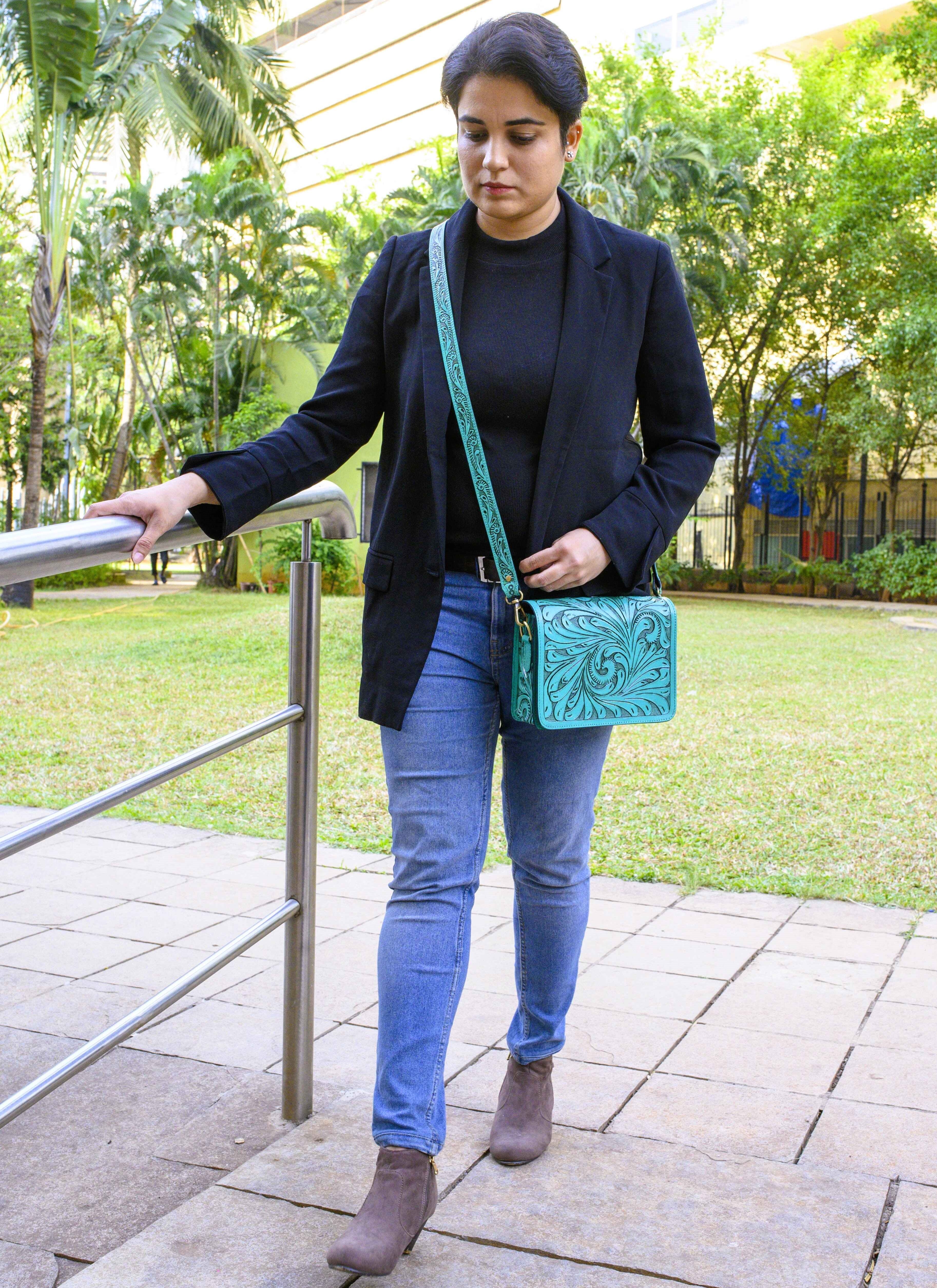 Western Tooled Purse Sling