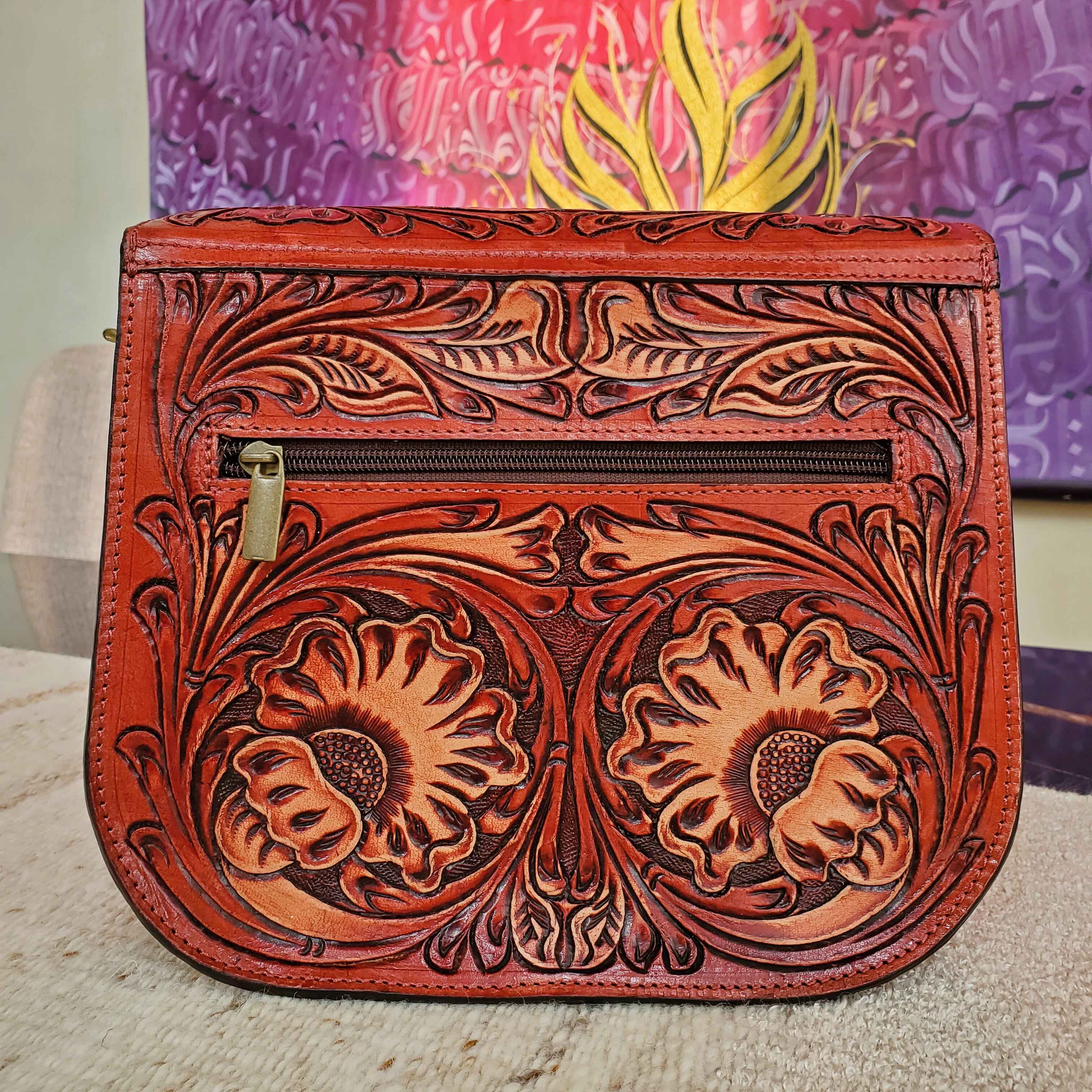 Western Tooled Purse Sling