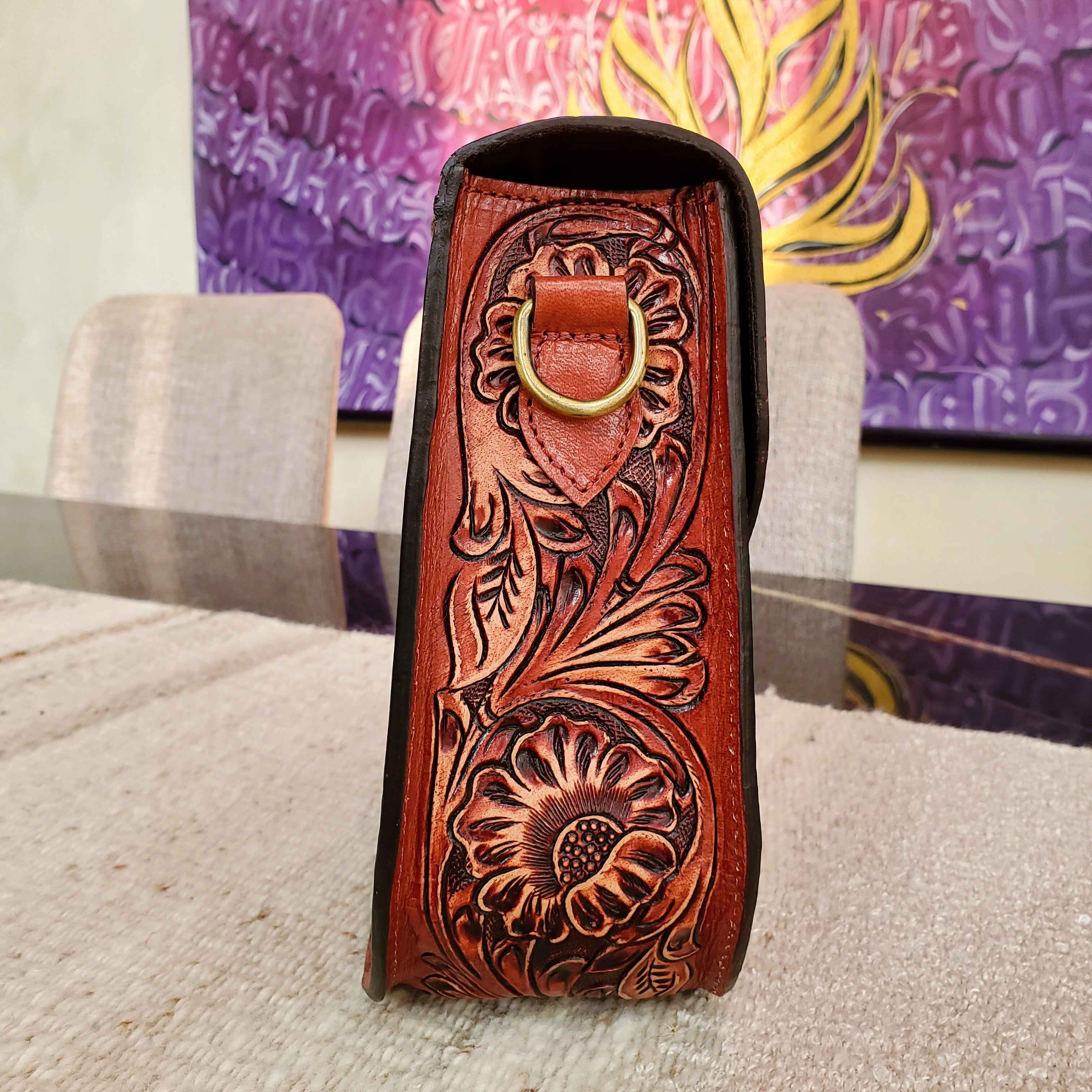 Western Tooled Purse Sling