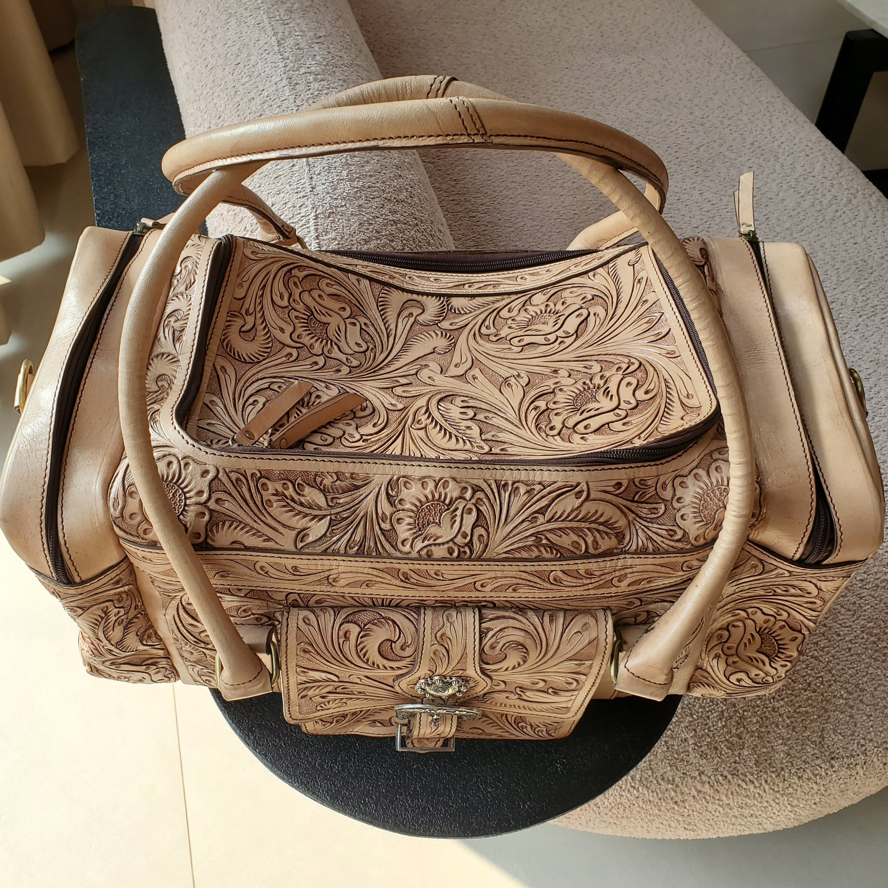 Western Hand Tooled Travel Weekender