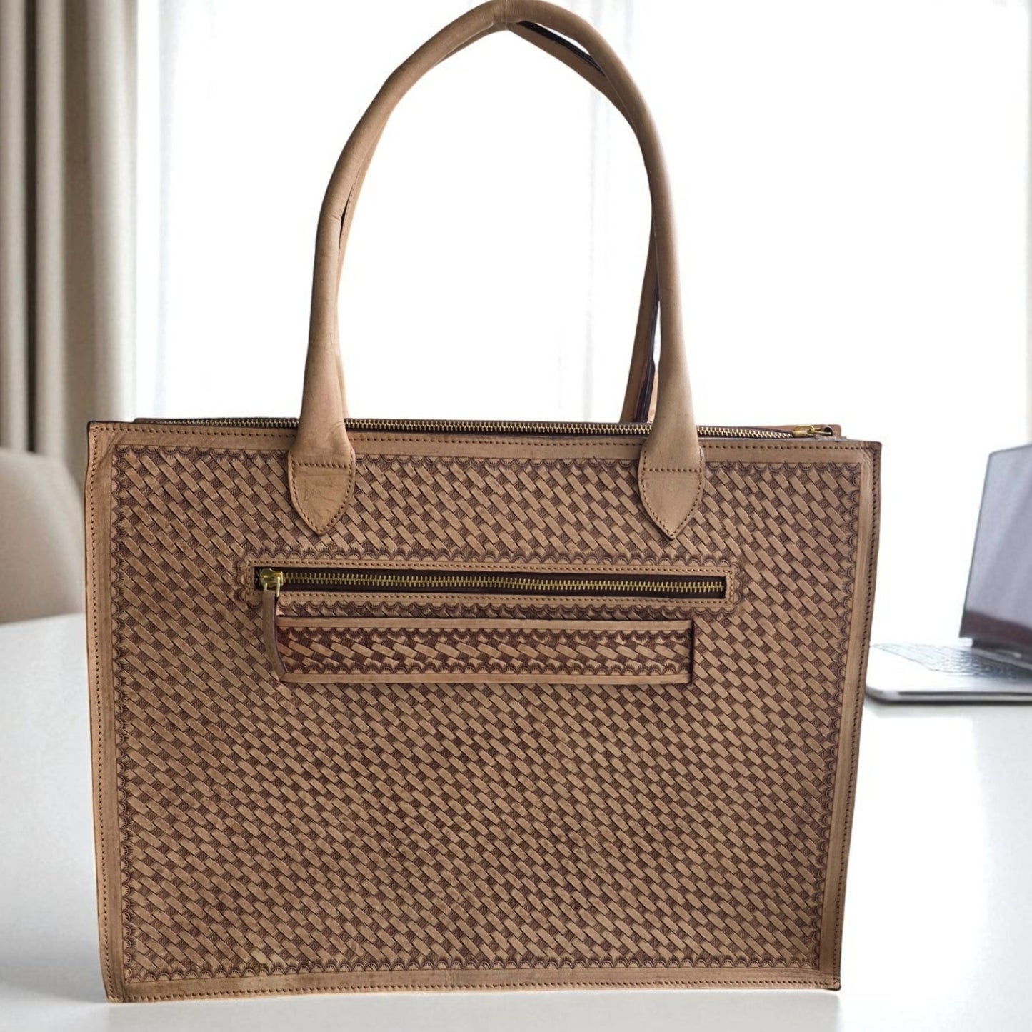 Premium Tooled Multi-colored Western Laptop Tote