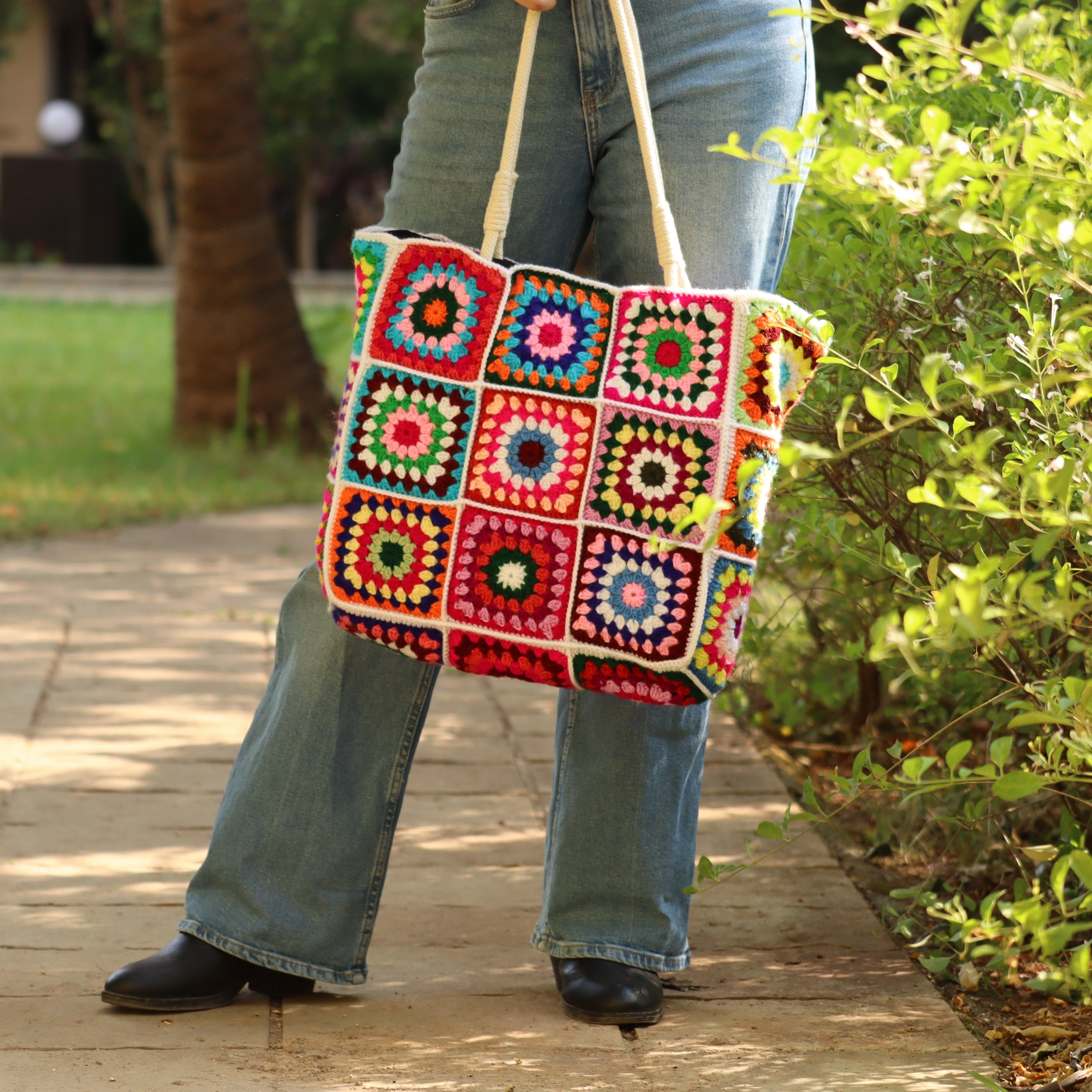 Granny Square Crochet Tote