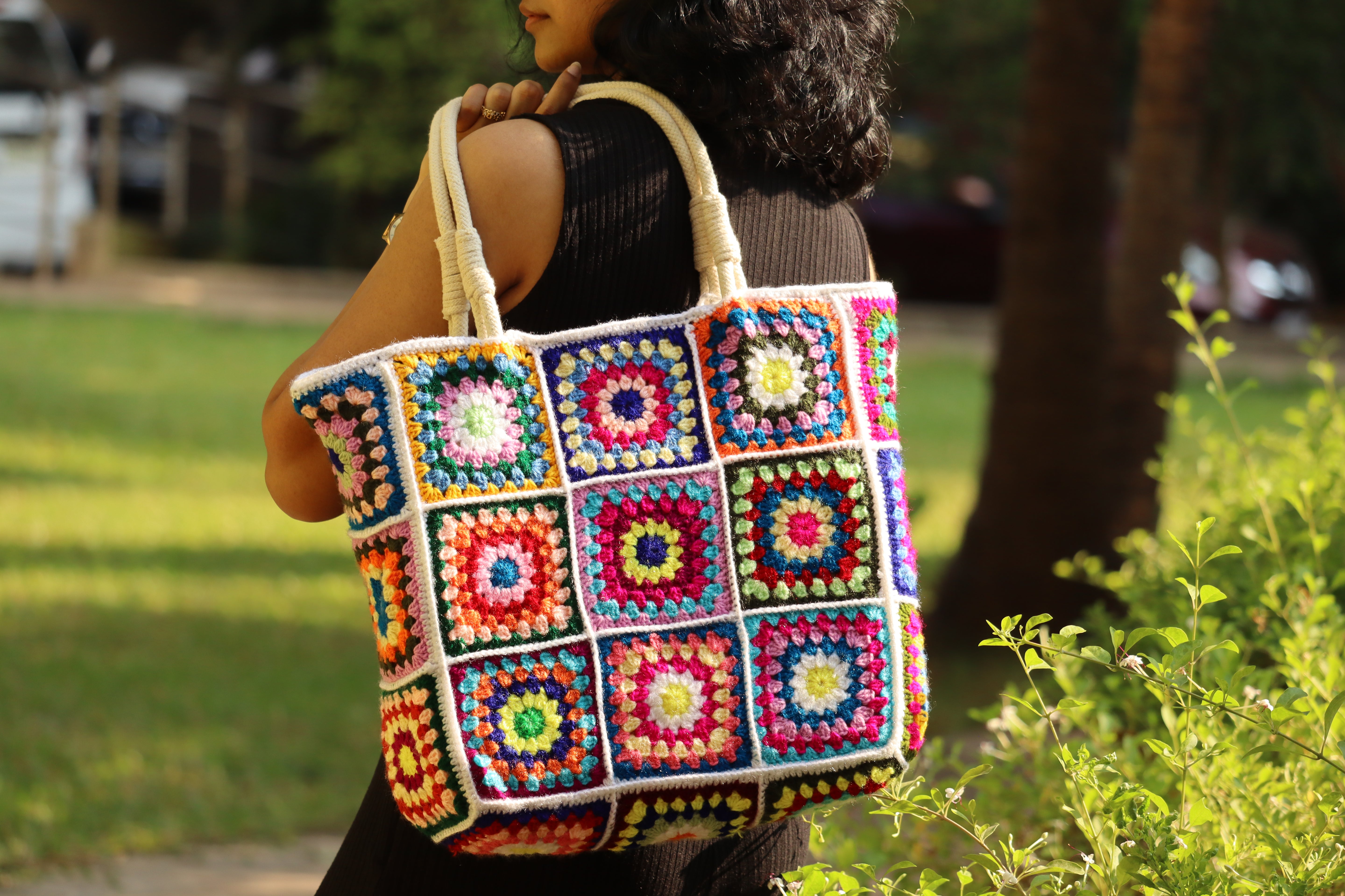 Granny Square Crochet Tote