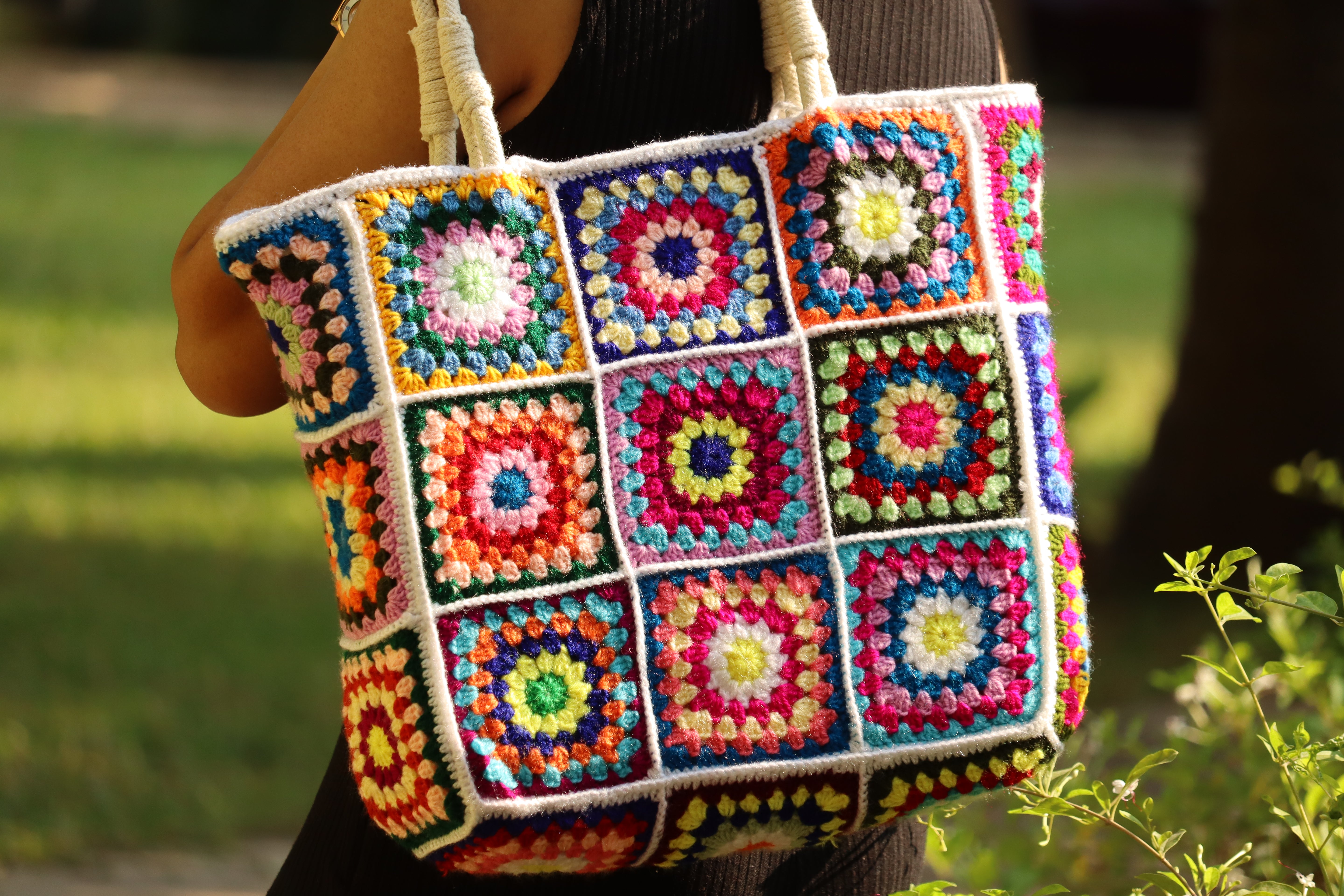 Granny Square Crochet Tote