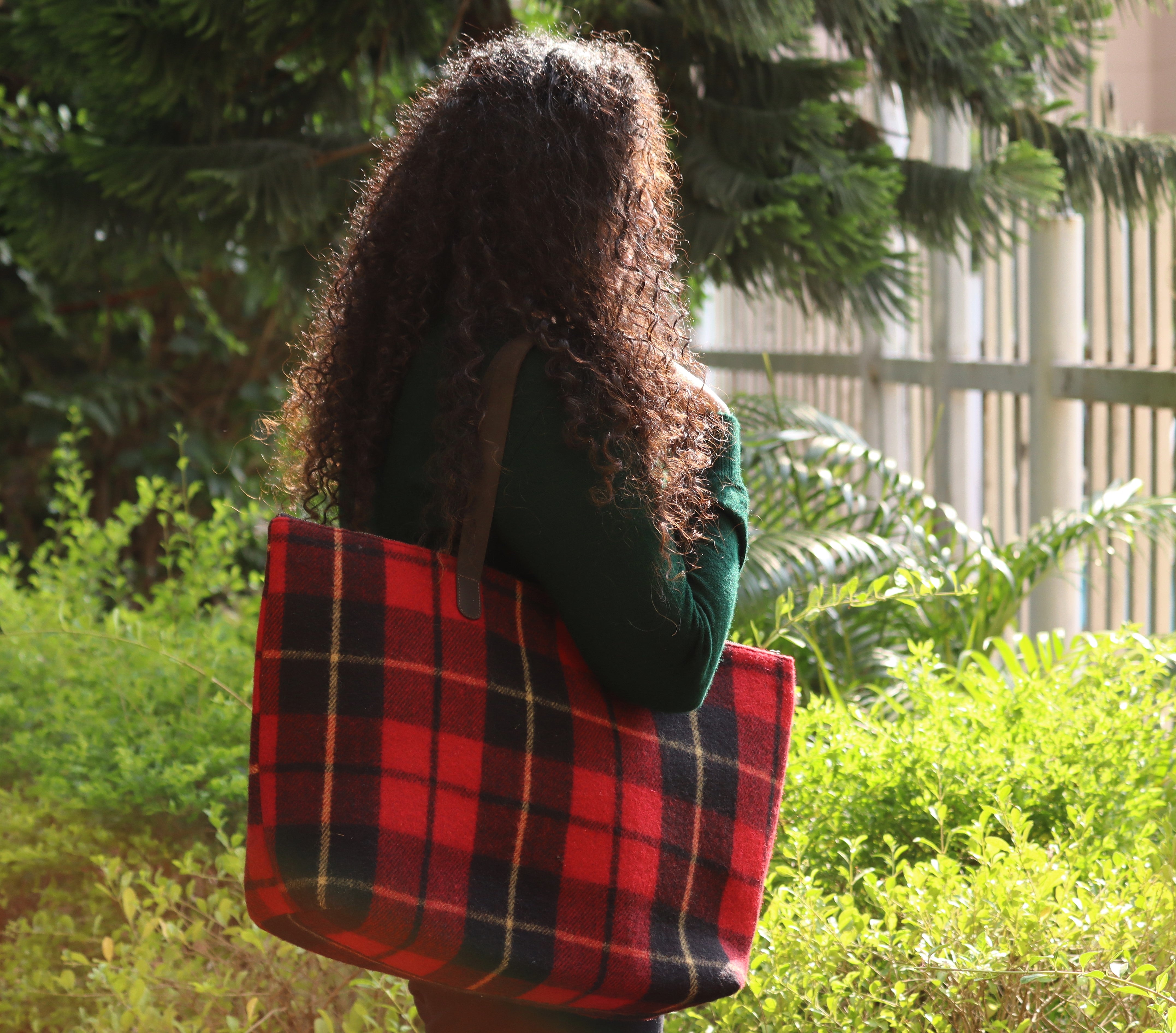 Vintage Checks White Tartan Fabric Bag