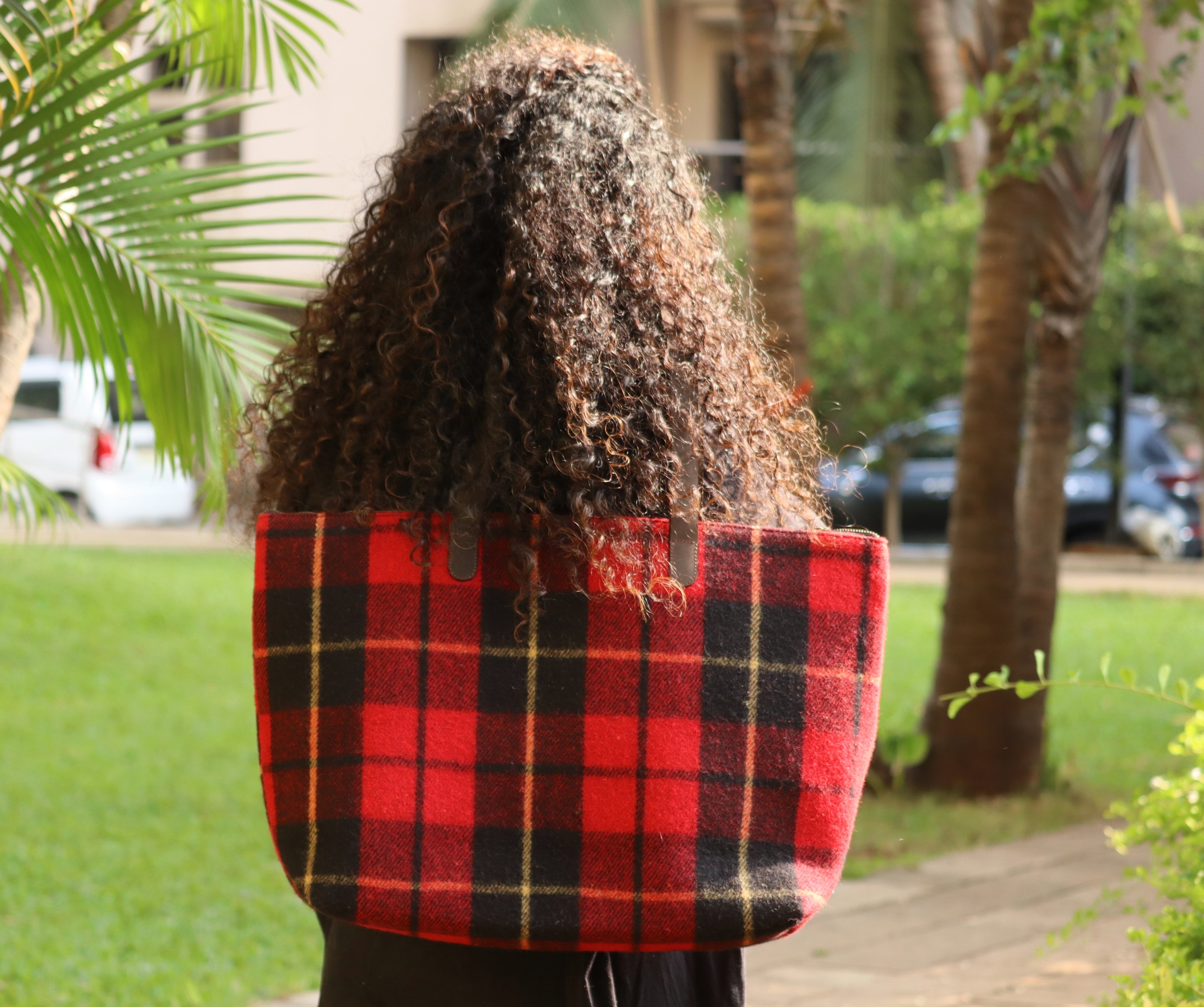 Vintage Checks White Tartan Fabric Bag