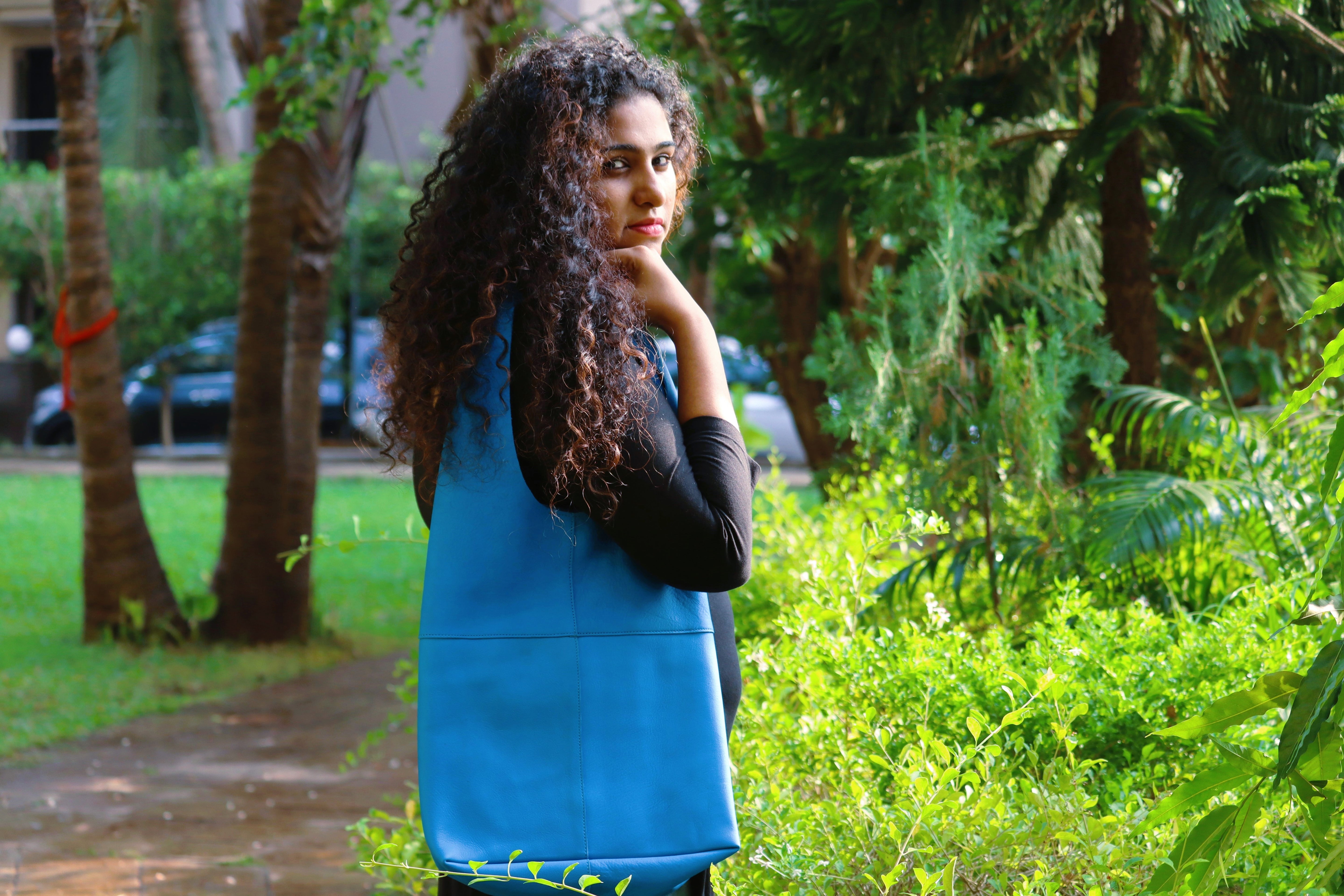 Blue Soft Leather Tote