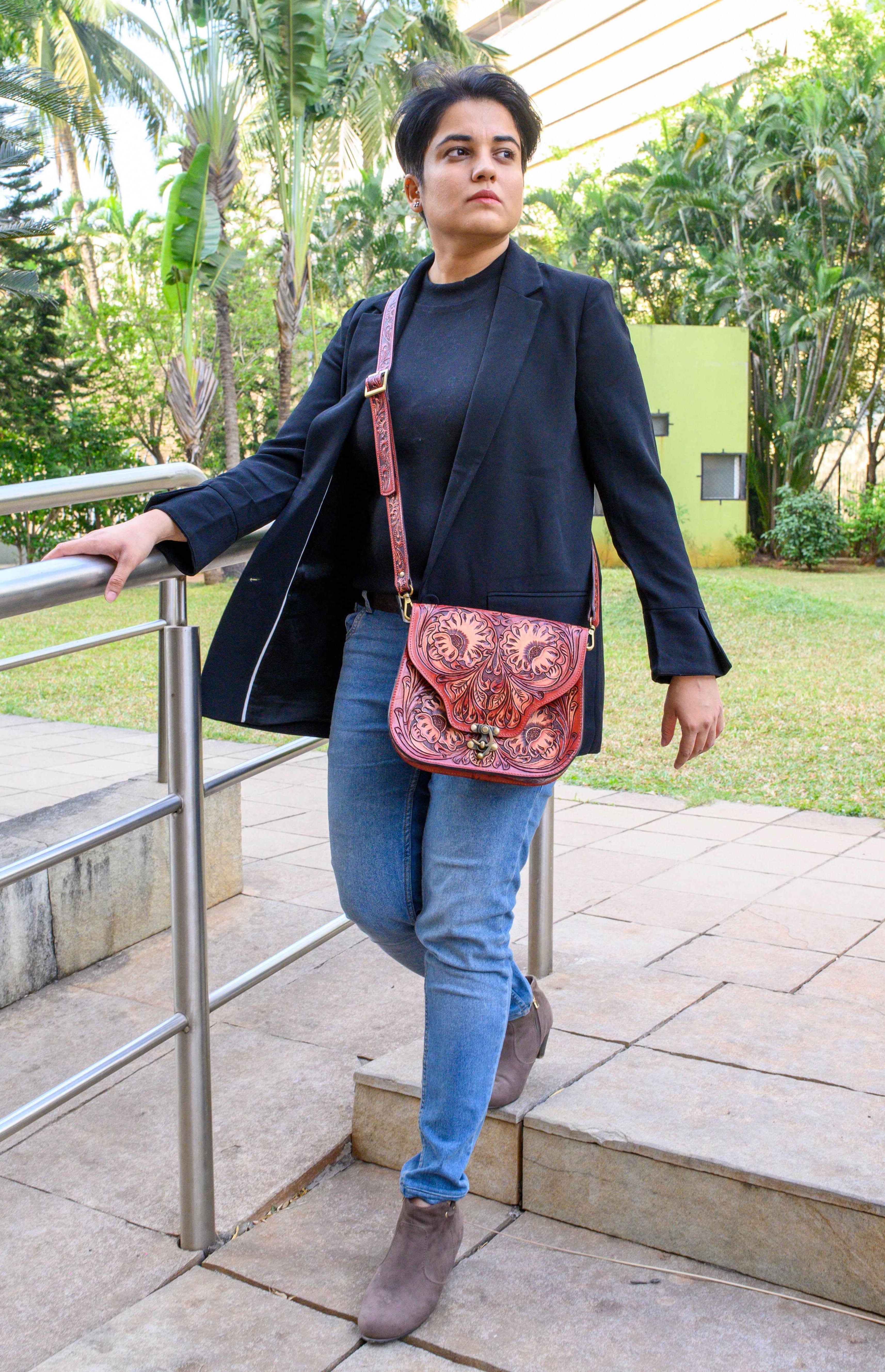 Western Tooled Purse Sling