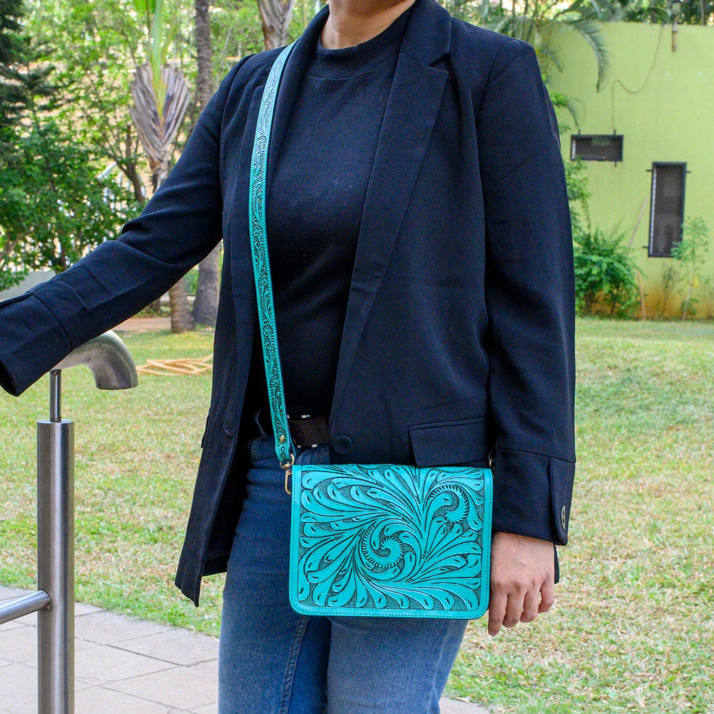 Western Tooled Purse Sling