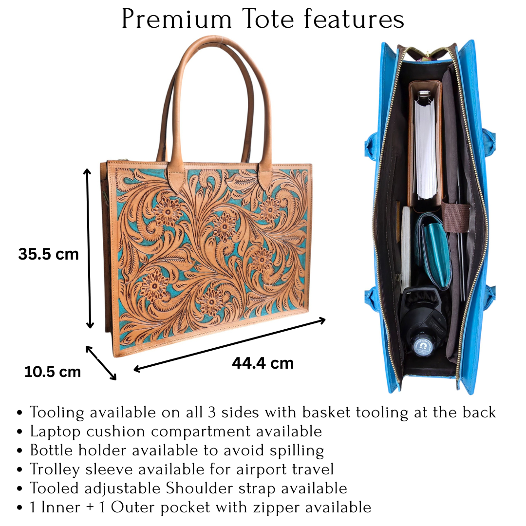 Premium Tooled Multi-colored Western Laptop Tote