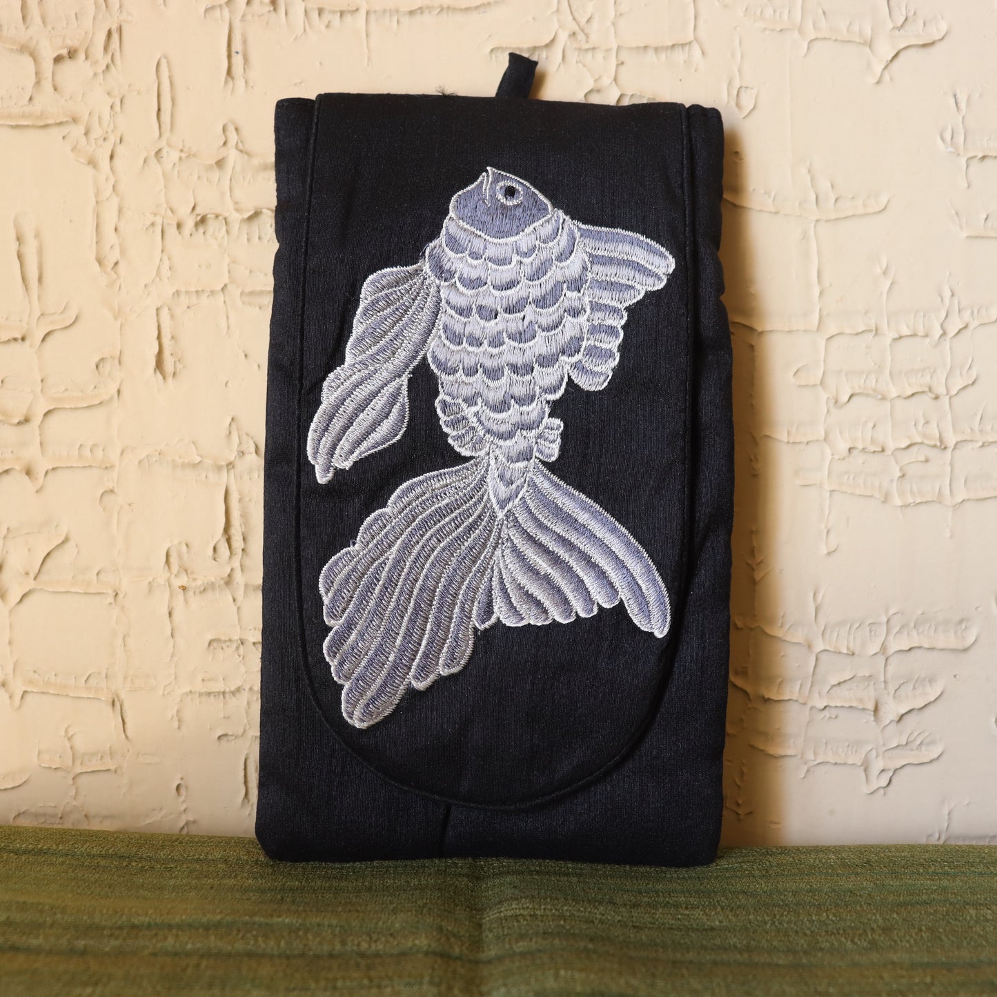 Embroidered silk fish sling