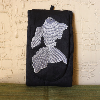 Embroidered silk fish sling