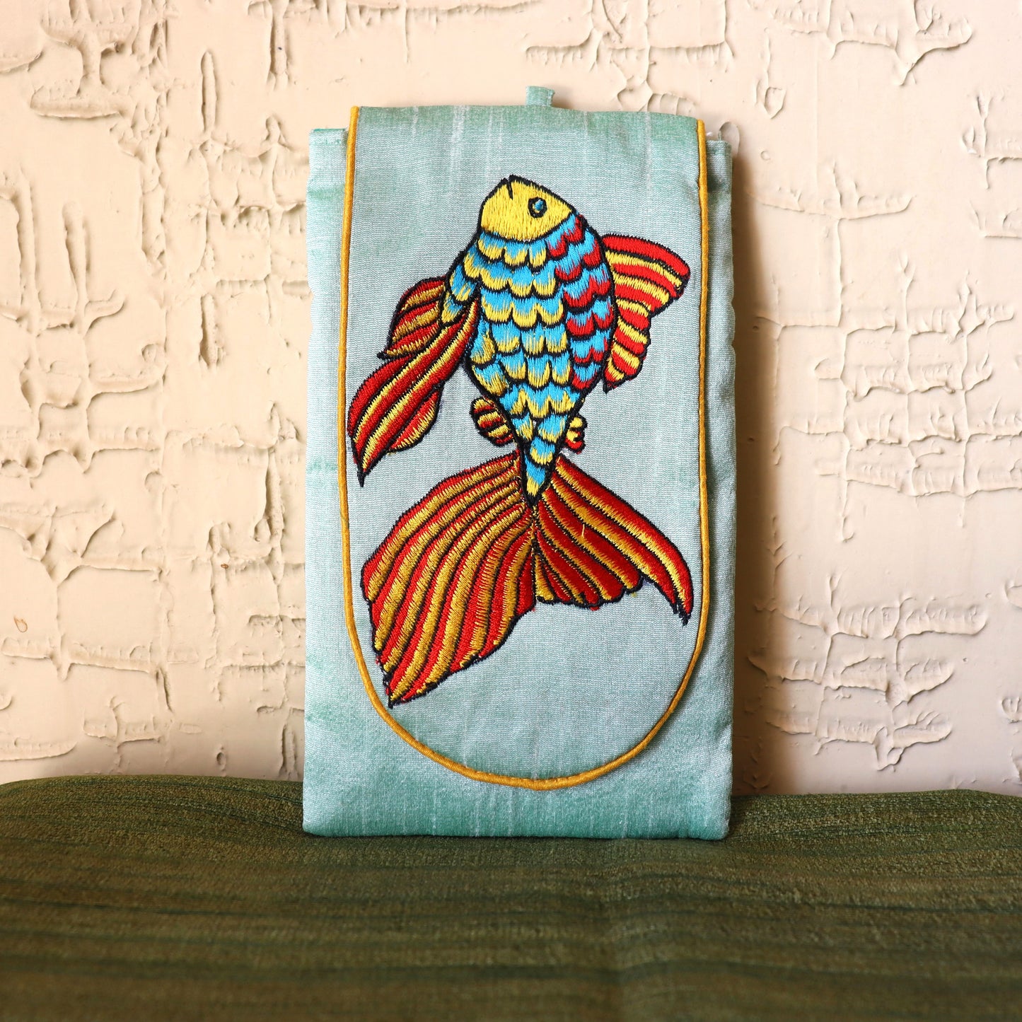 Embroidered silk fish sling