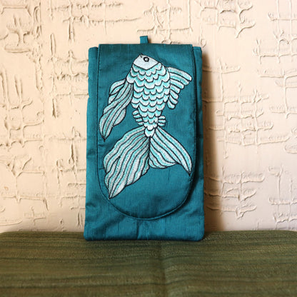 Embroidered silk fish sling