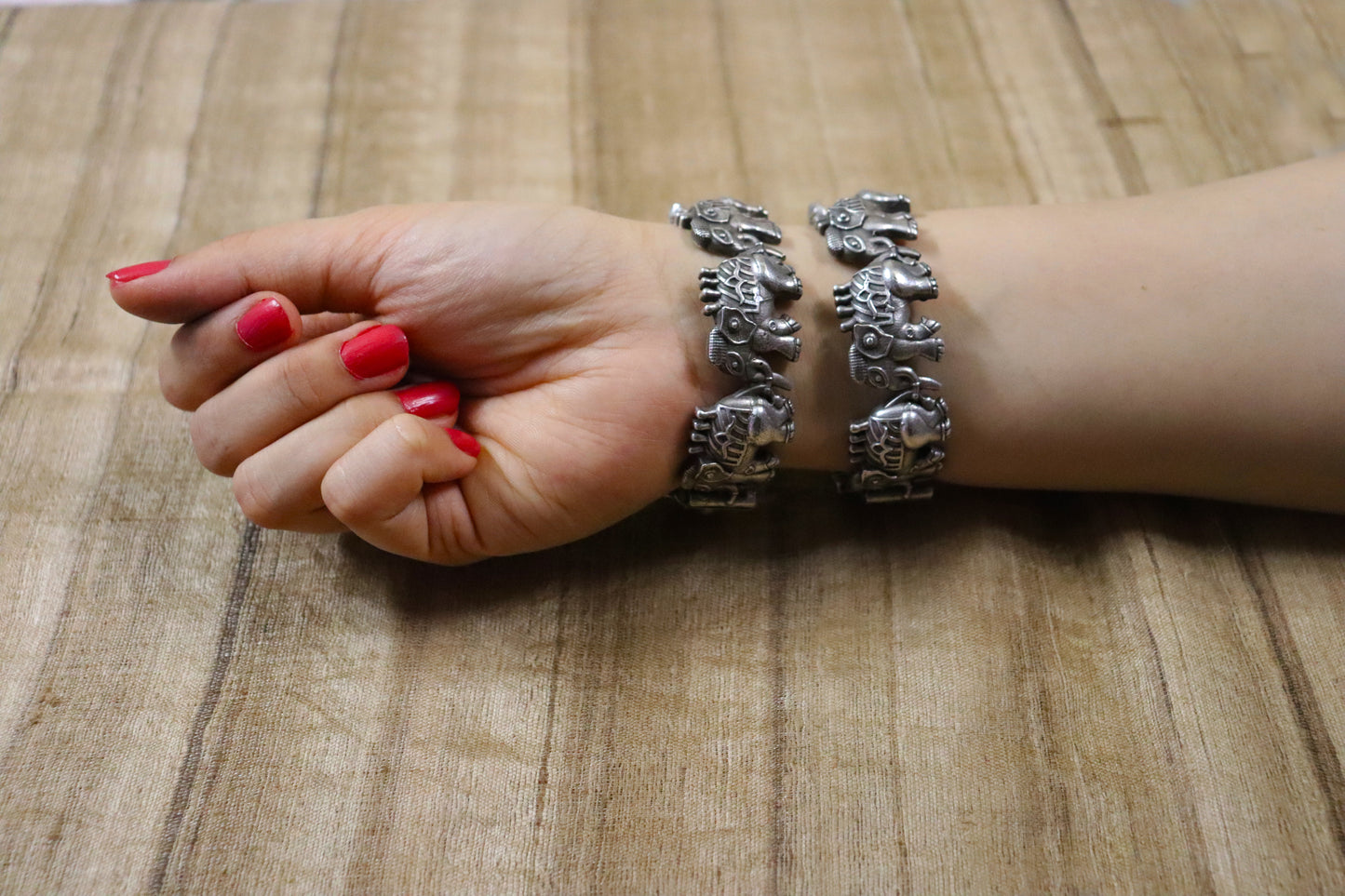 Elephant Silver Oxidized bangle