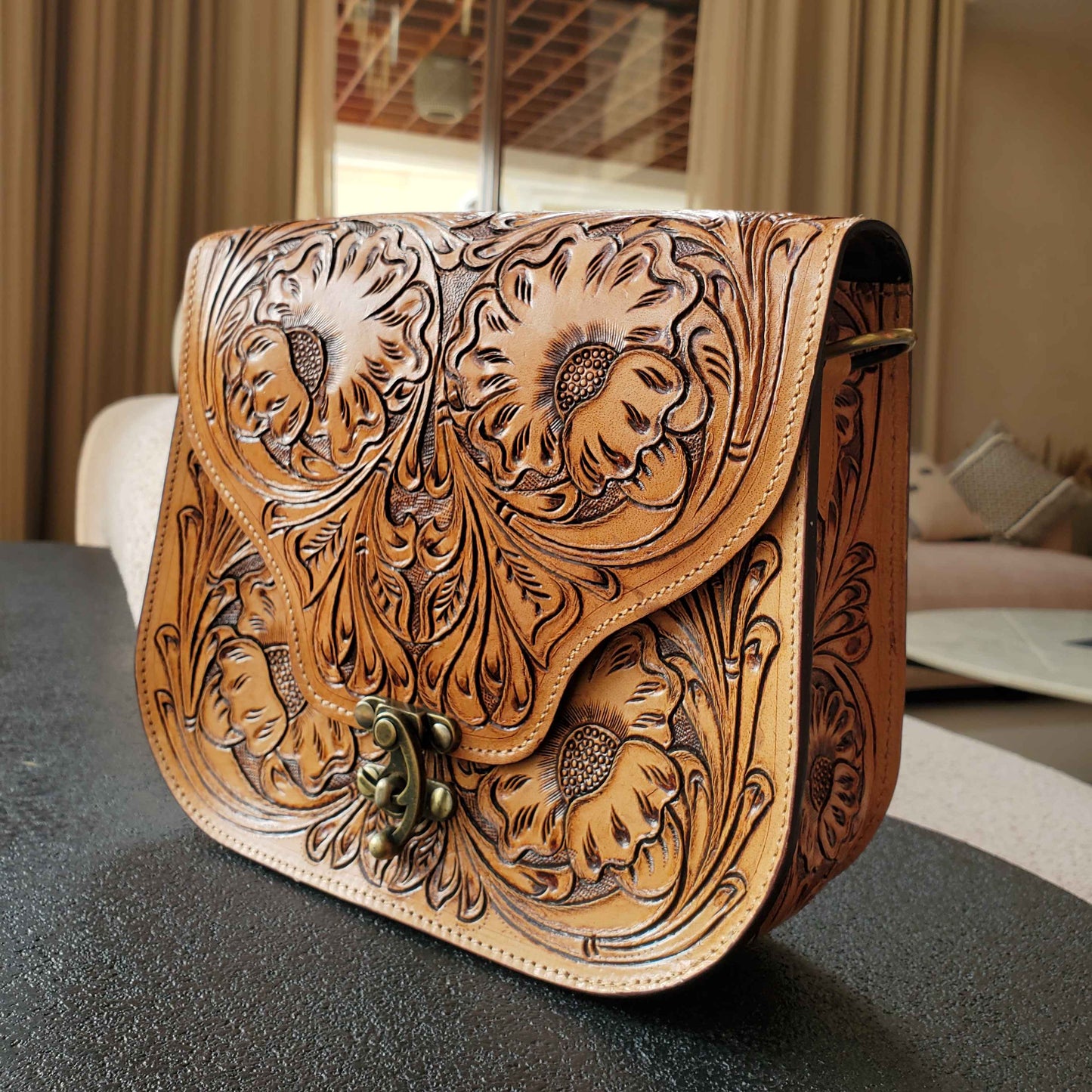 Western Tooled Purse Sling