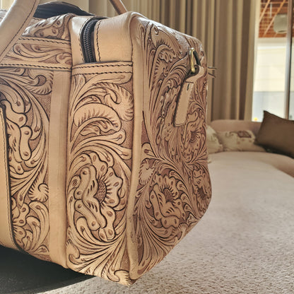 Western Hand Tooled Travel Overnight Duffel