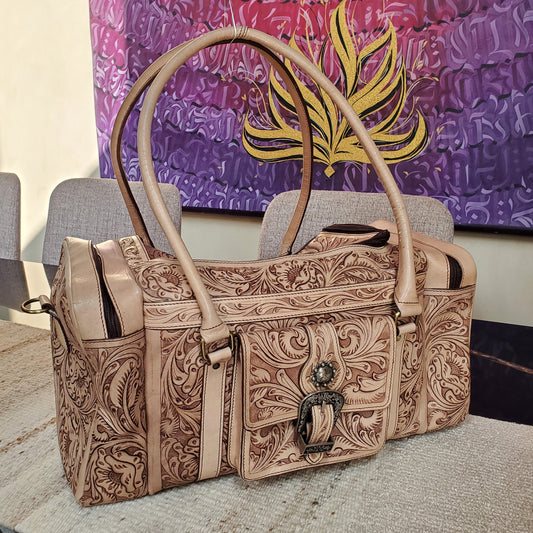 Western Hand Tooled Travel Weekender