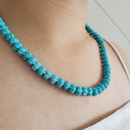 Carved Rondelle Turquoise Royal Pumpkin Beads necklace