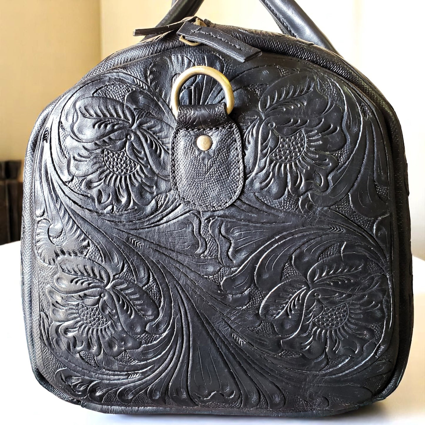 Western Tooled Black Overnight Duffel Weekender