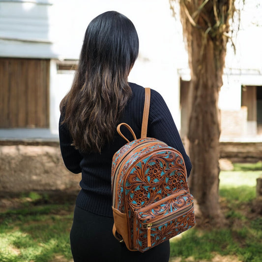 Small Tooled Leather Backpack
