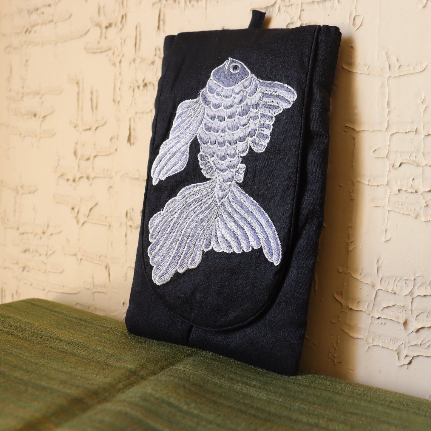 Embroidered silk fish sling