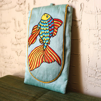 Embroidered silk fish sling