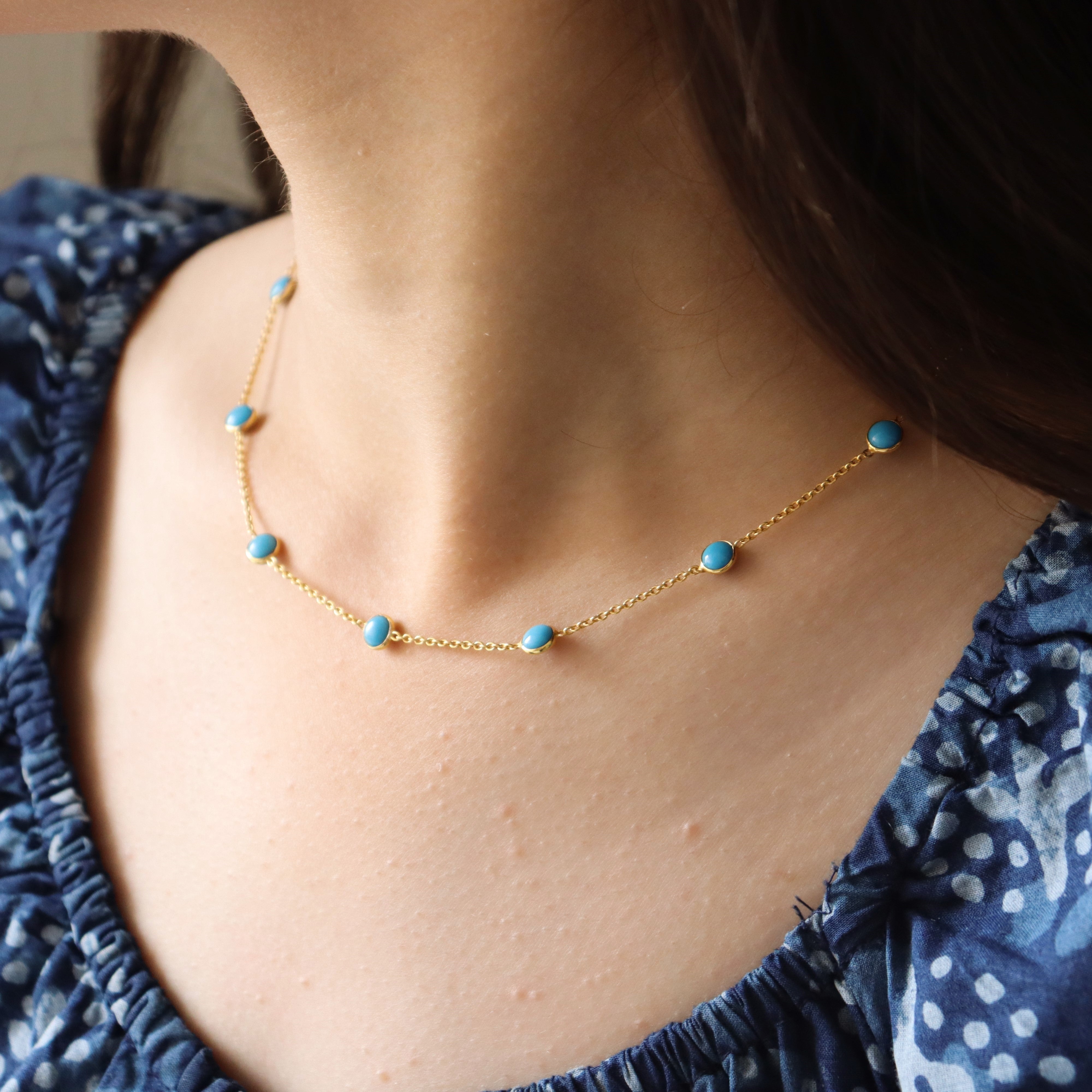 Dainty Turquoise Semi precious Stone Necklace