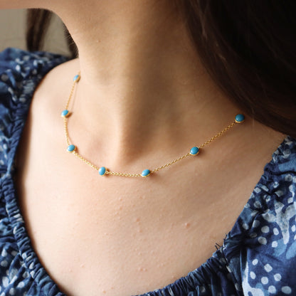Dainty Turquoise Semi precious Stone Necklace