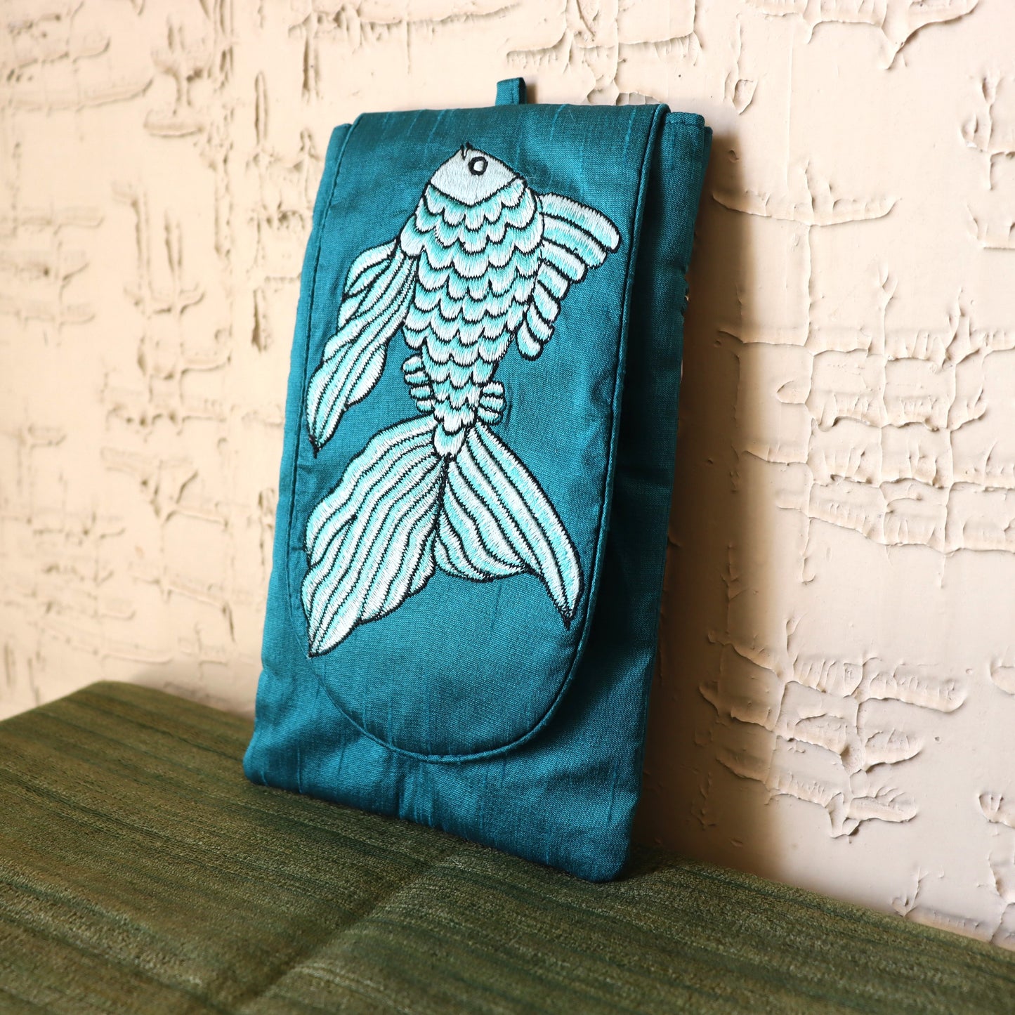 Embroidered silk fish sling