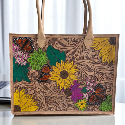 Premium Tooled Multi-colored Western Laptop Tote