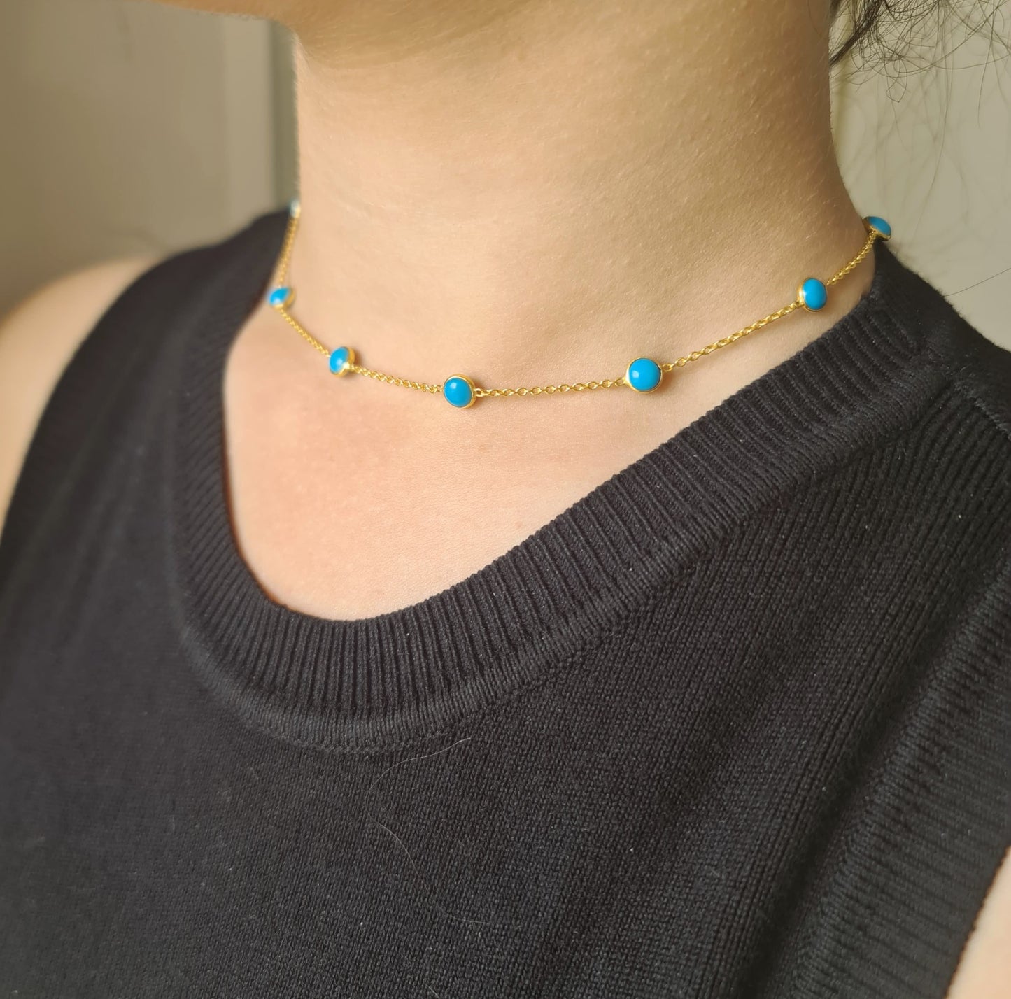 Dainty Turquoise Semi precious Stone Necklace