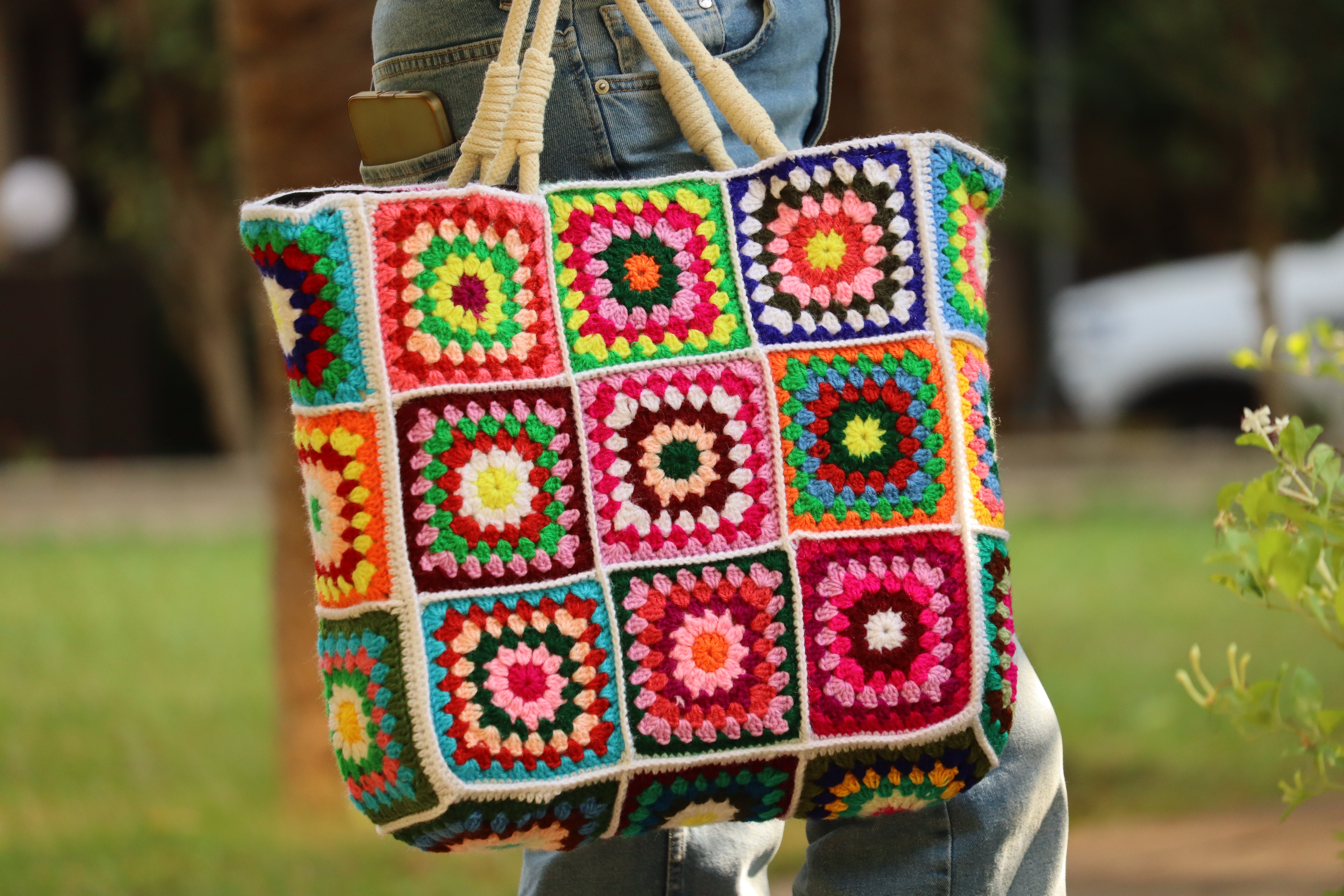 Granny Square Crochet Tote