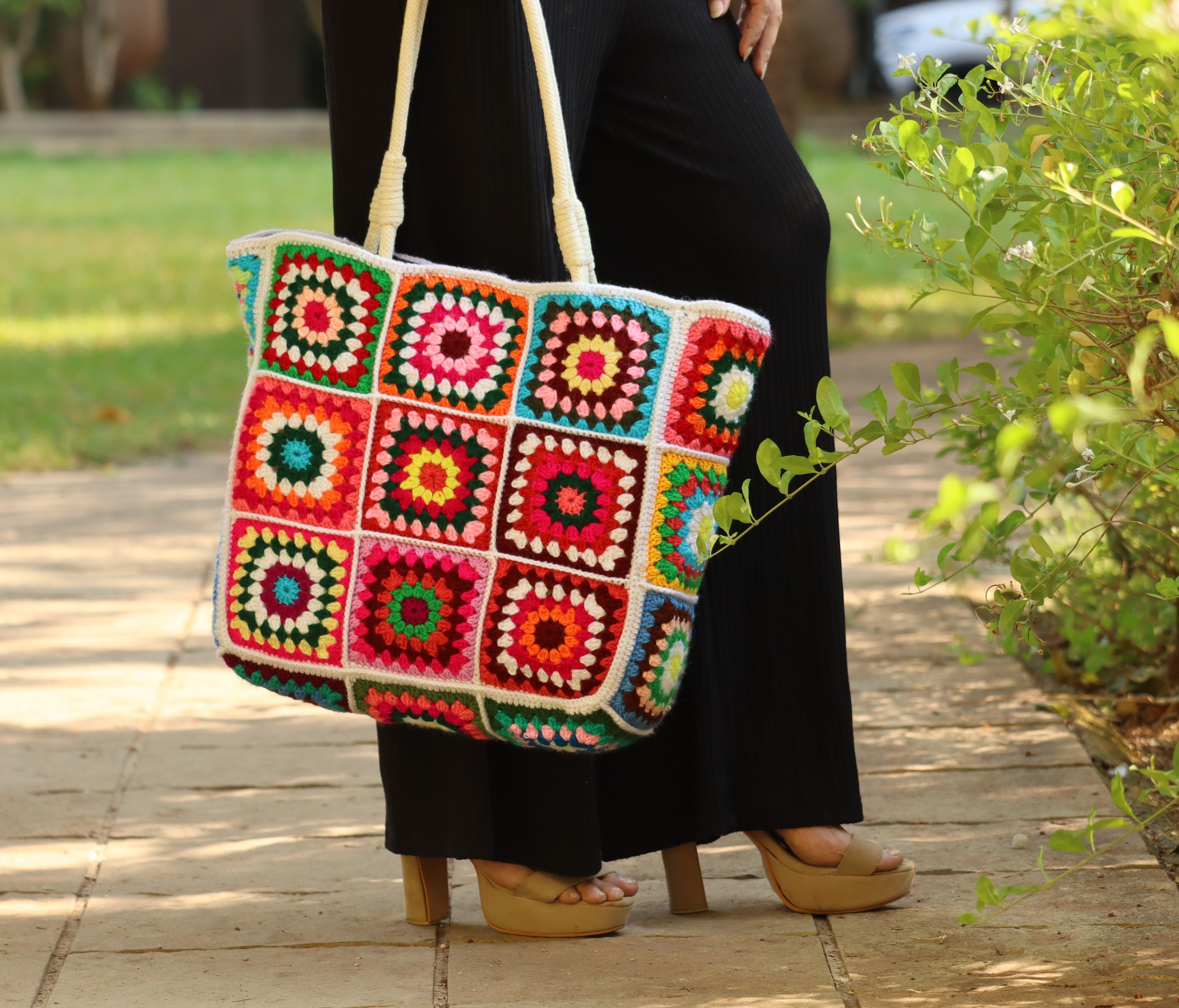 Granny Square Crochet Tote