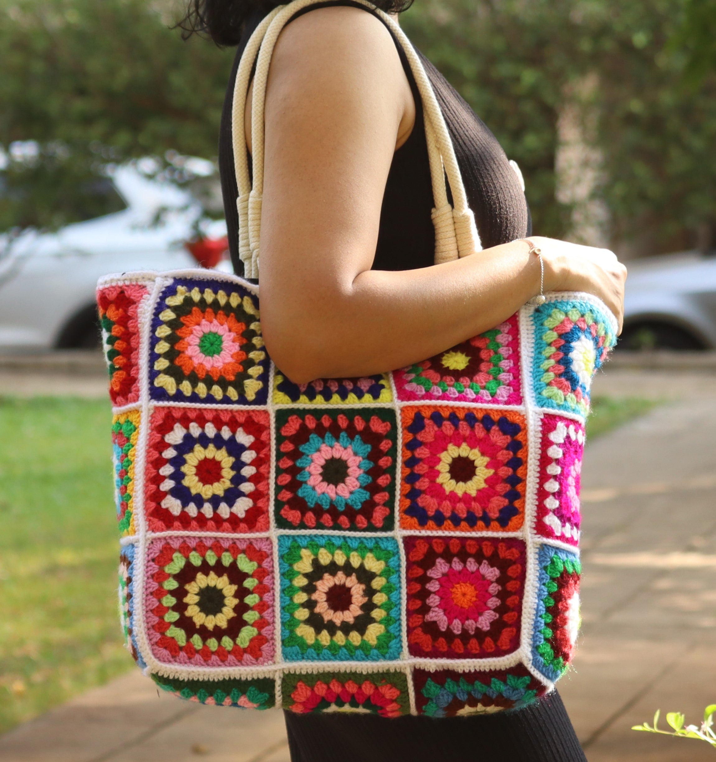 Granny Square Crochet Tote