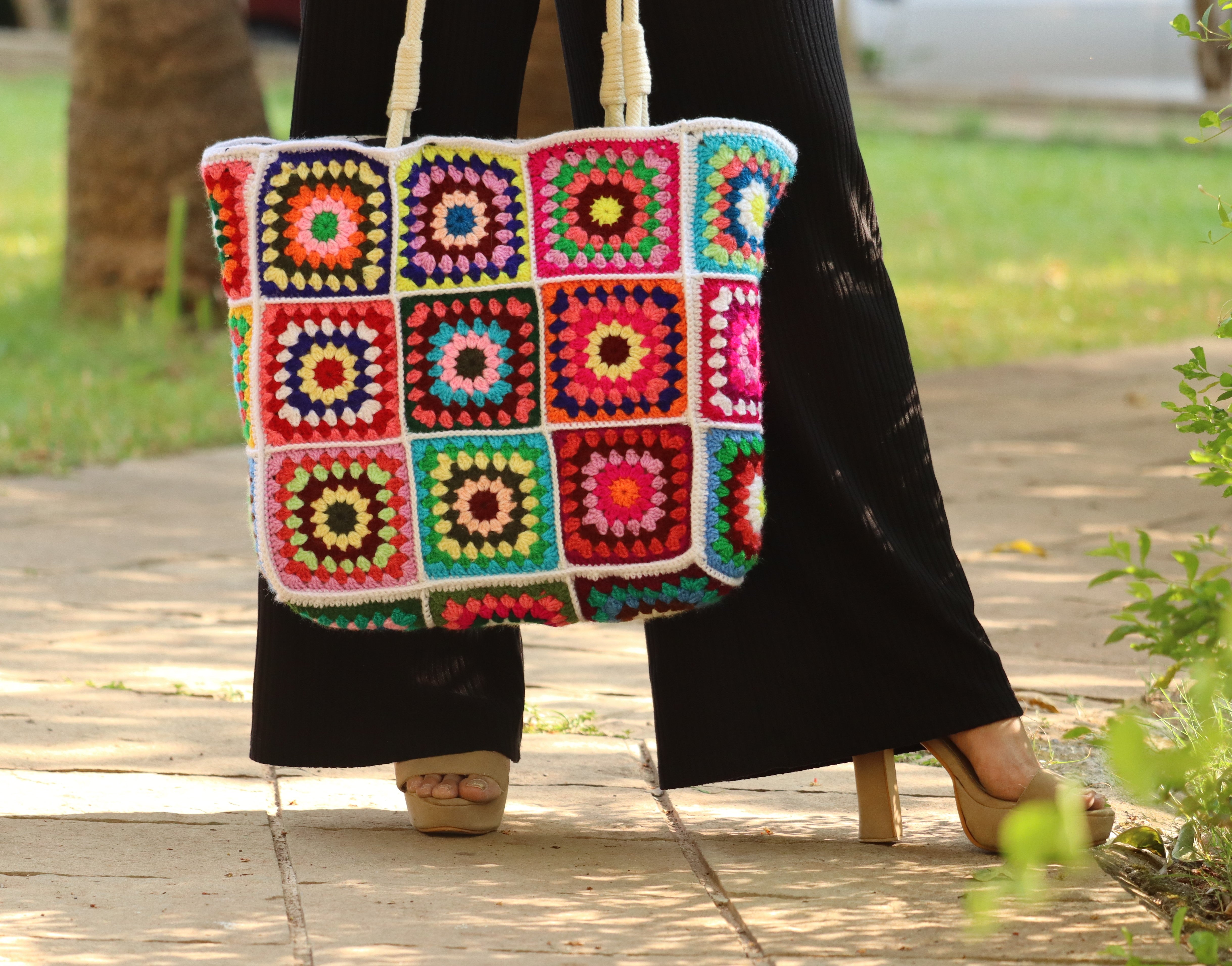 Granny Square Crochet Tote