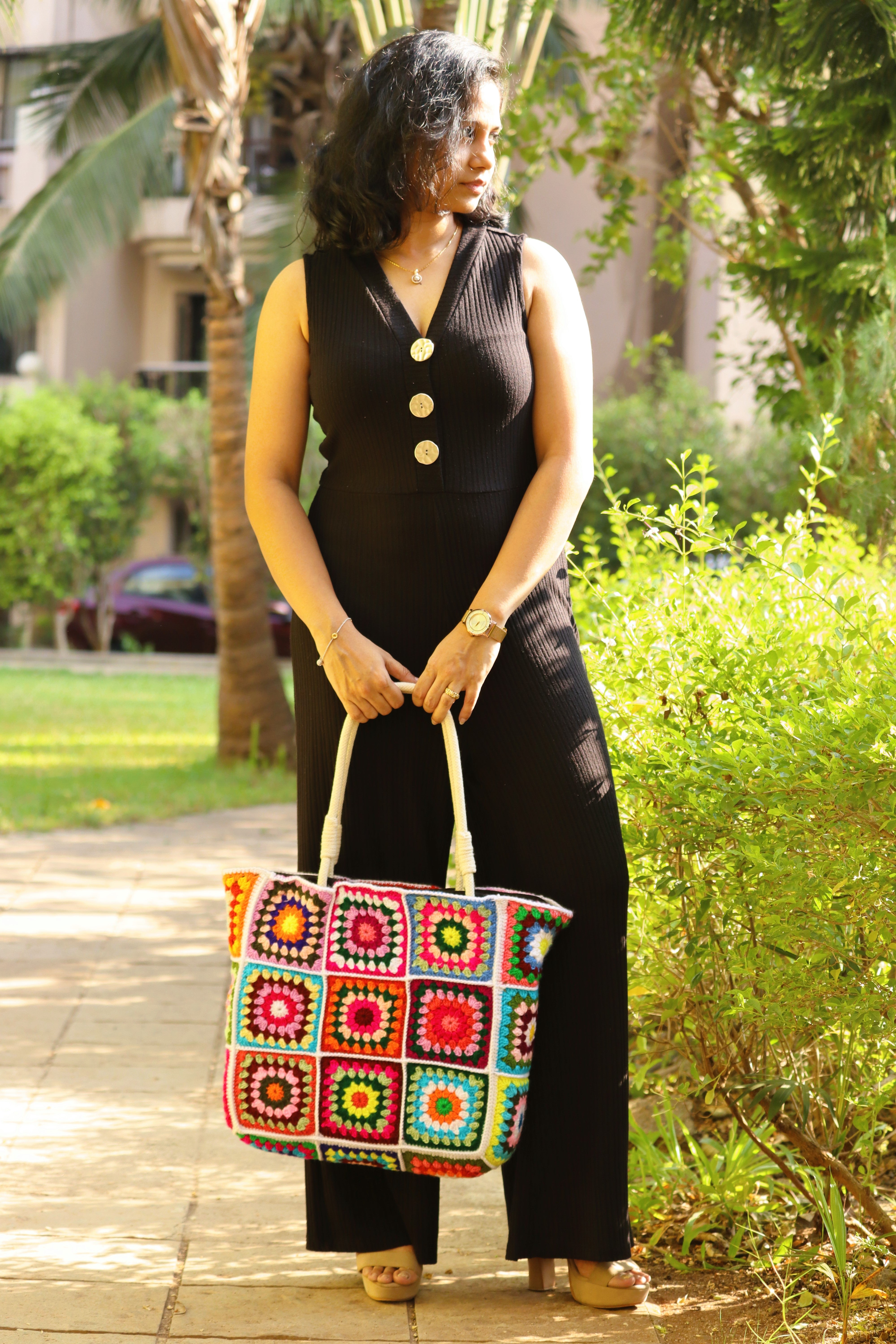 Granny Square Crochet Tote