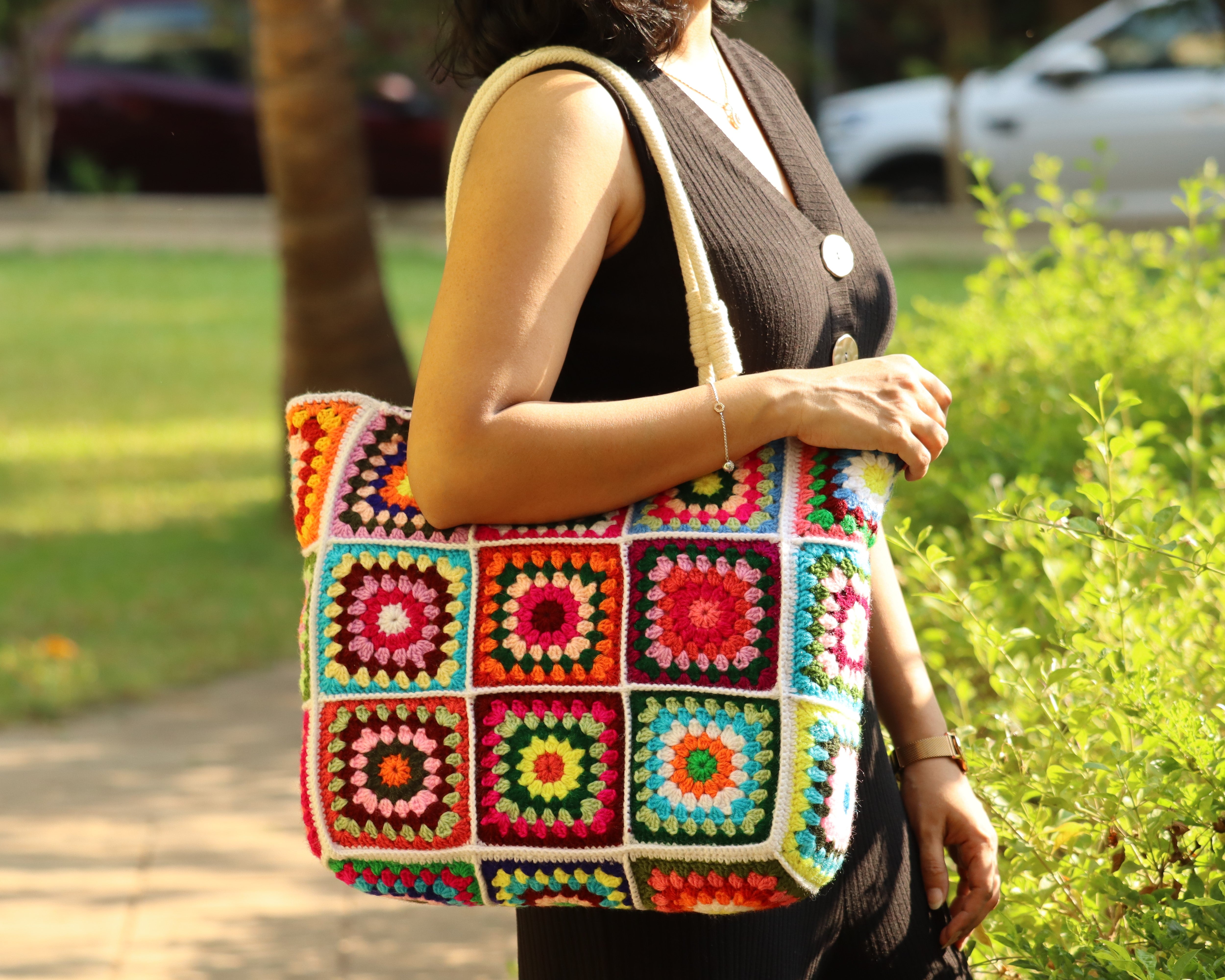 Granny Square Crochet Tote