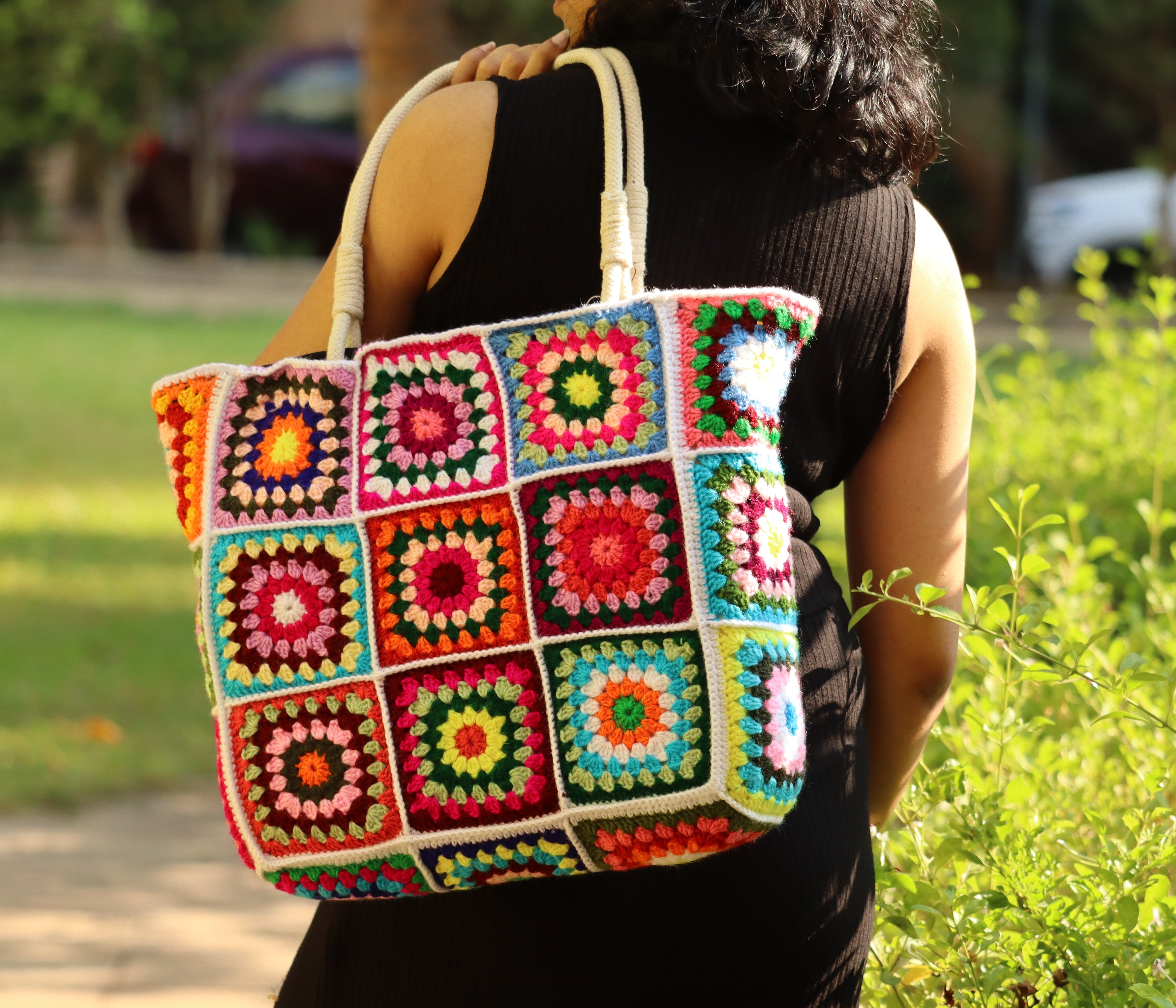 Granny Square Crochet Tote