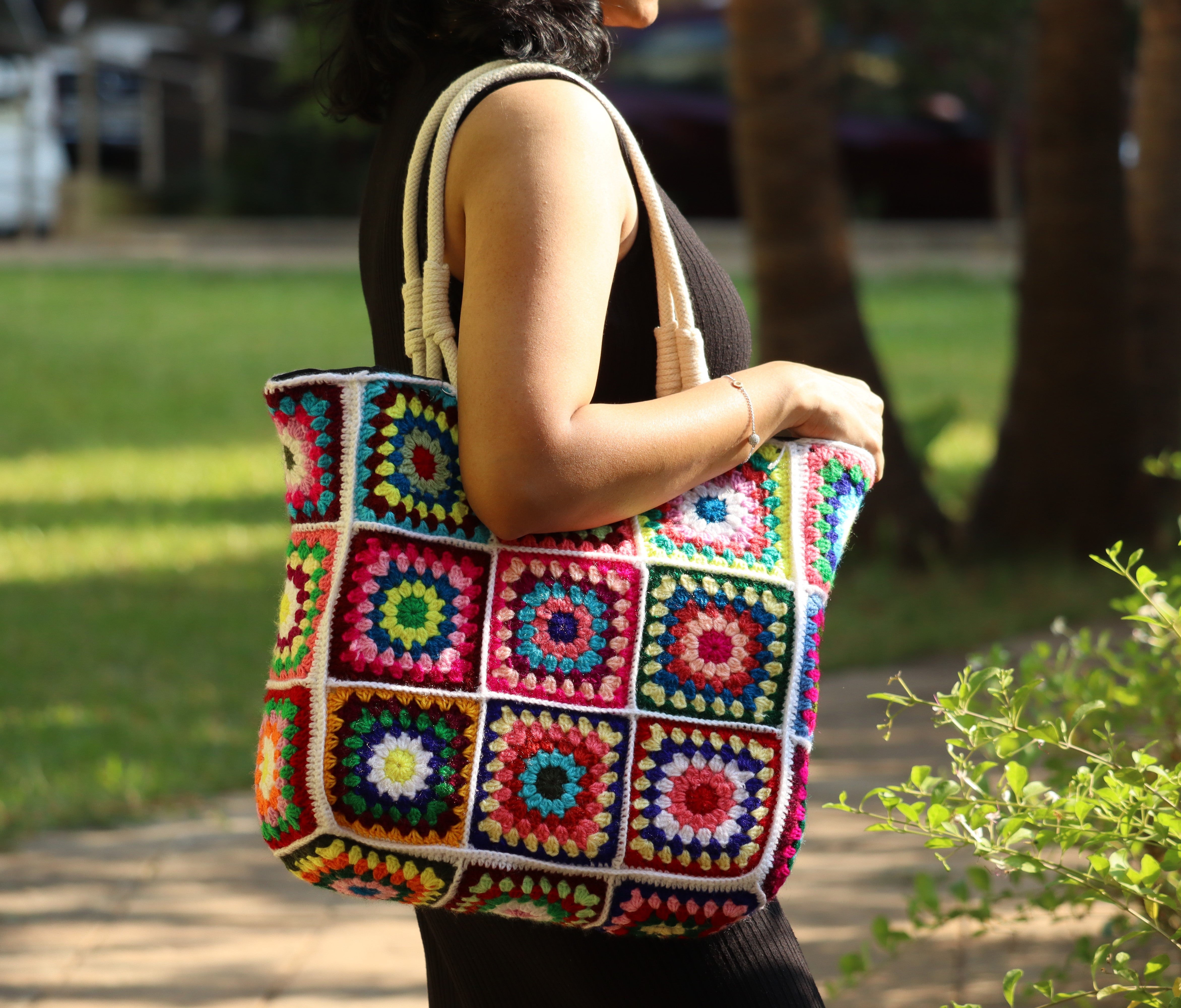 Granny Square Crochet Tote