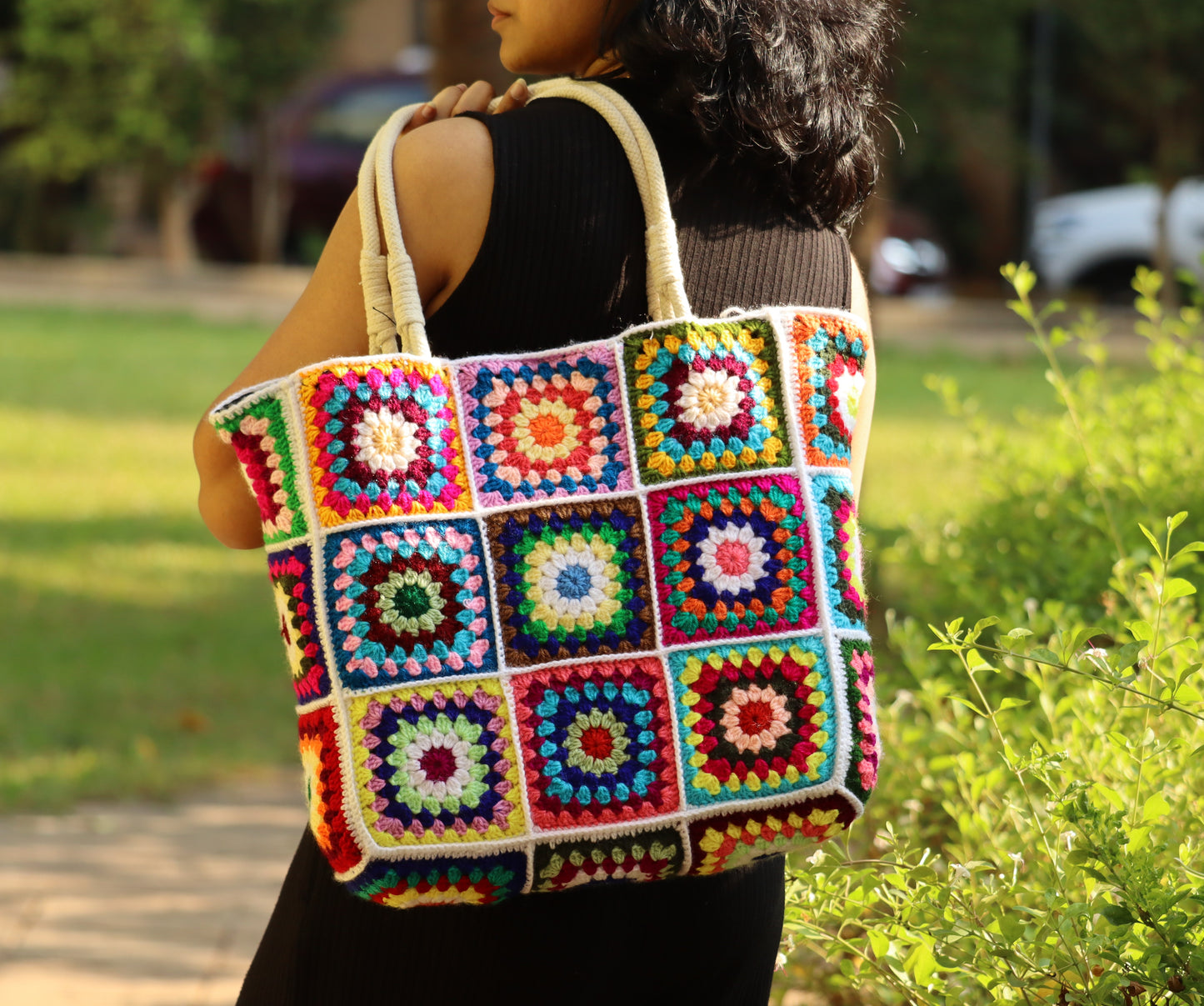 Granny Square Crochet Tote