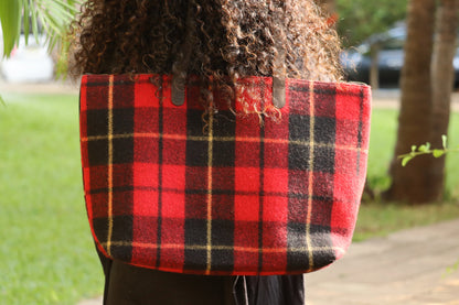 Vintage Checks White Tartan Fabric Bag