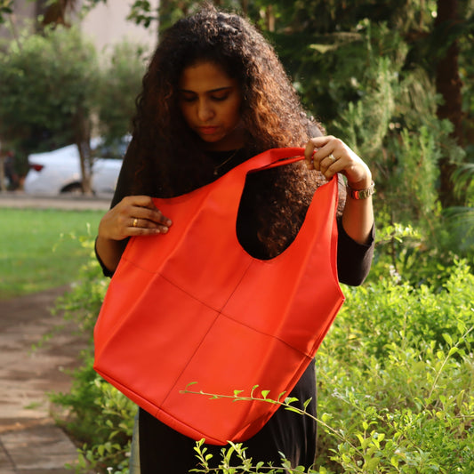 Red Soft Leather Tote