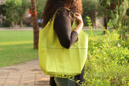 Neon Green Soft Leather Tote