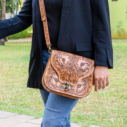 Western Tooled Purse Sling