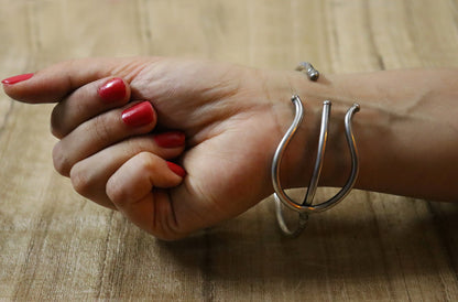 Om Trishul Oxidized Silver Bangle