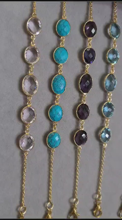 Turquoise Natural Stone Crystal Bracelet