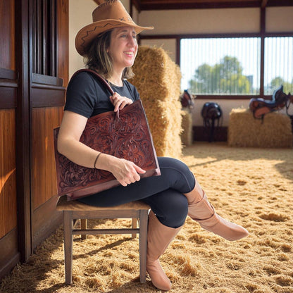 Regular Hand Tooled Brown Floral Western Tote